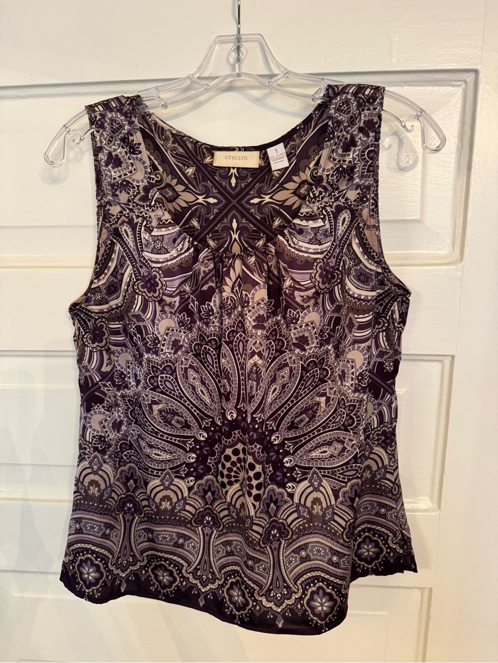 Chico's Black and Cream Paisley Sleeveless Camisole